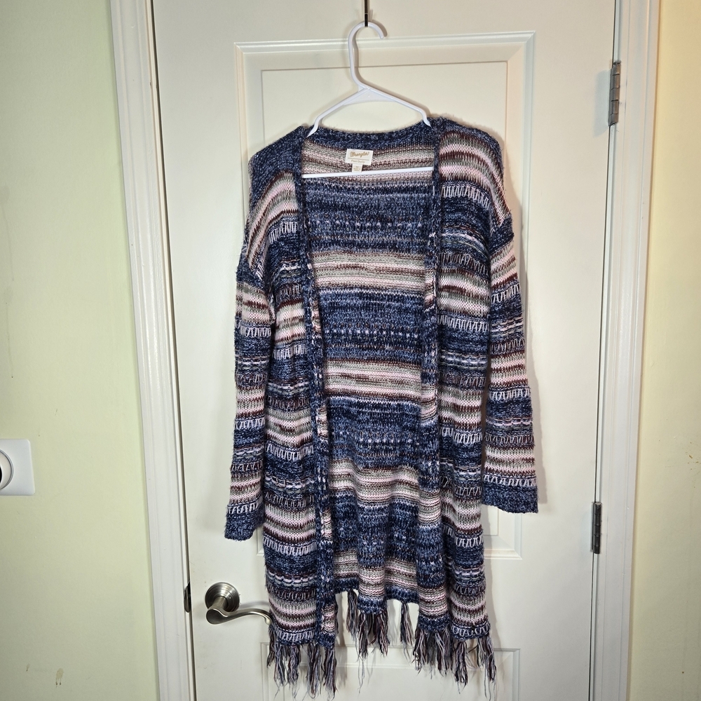 Wrangler Multicolor Fringe Cardigan Sweater